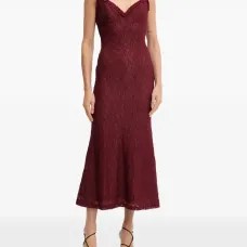 Миди-платье с оборками и V-образным вырезом Миди-платье с оборками и V-образным вырезом