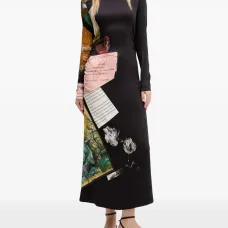 Платье с длинными рукавами и принтом