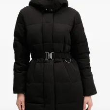 Стёганое пальто с капюшоном