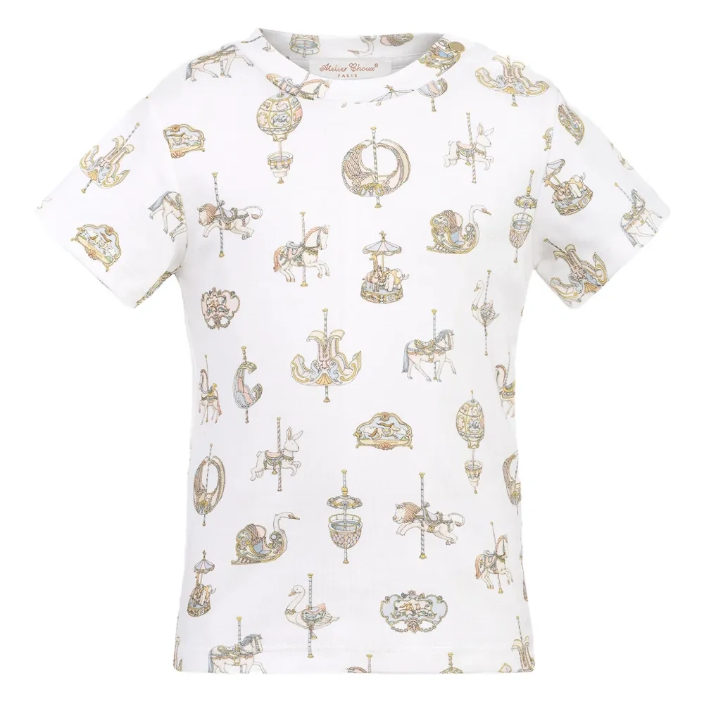 Футболка с иллюстрациями и круглым вырезом