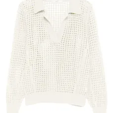 Ажурный свитер с воротником поло