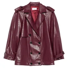 Двубортный кожаный блейзер