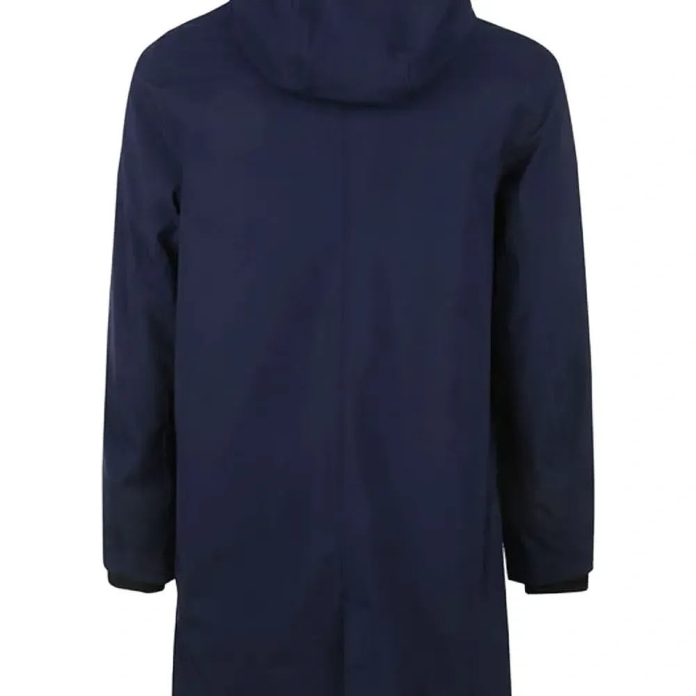 Пальто с фиксированным капюшоном и логотипом