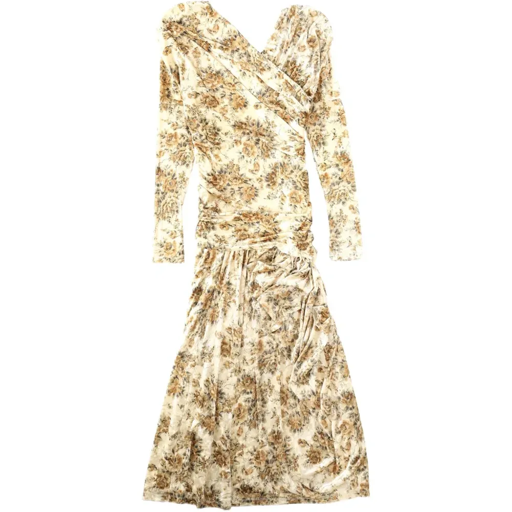 Платье с цветочным принтом и длинными рукавами