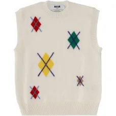 Вязаный жилет с ромбовидным узором