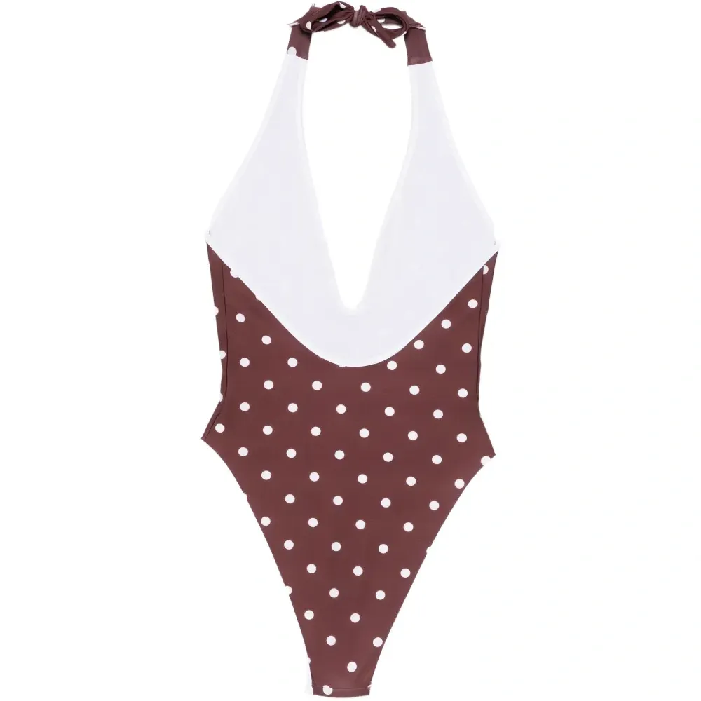 Купальник с V-образным вырезом в горошек