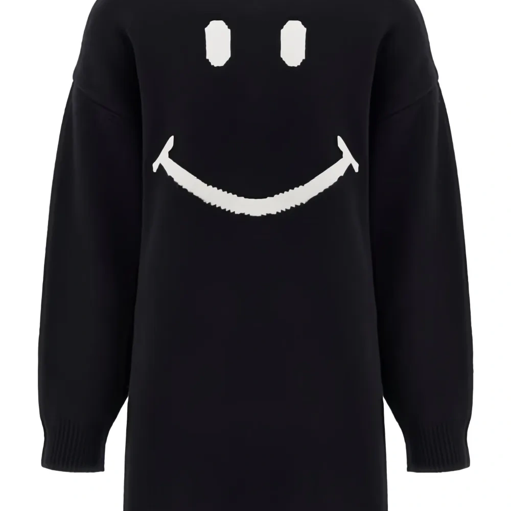 Платье с интарсией и принтом "улыбка"