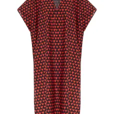 Платье миди с V-образным вырезом и принтом