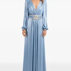 Декорированное платье макси с длинными рукавами Декорированное платье макси с длинными рукавами