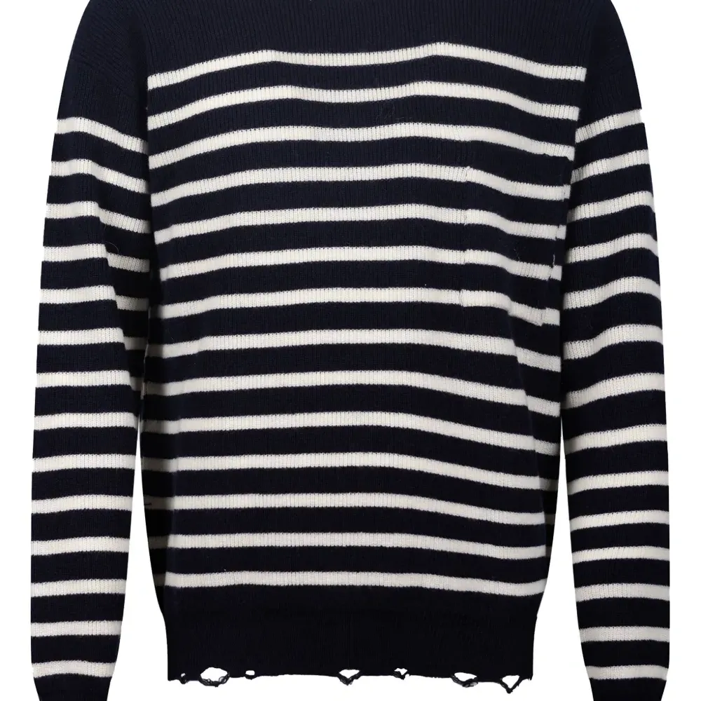 Полосатый свитер с эффектом потертости