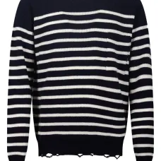 Полосатый свитер с эффектом потертости