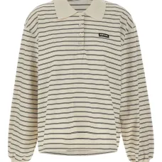 Поло в полоску с длинными рукавами