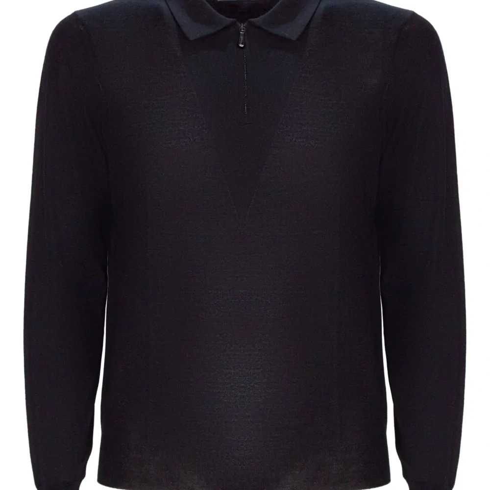 Поло из мериносовой шерсти на молнии