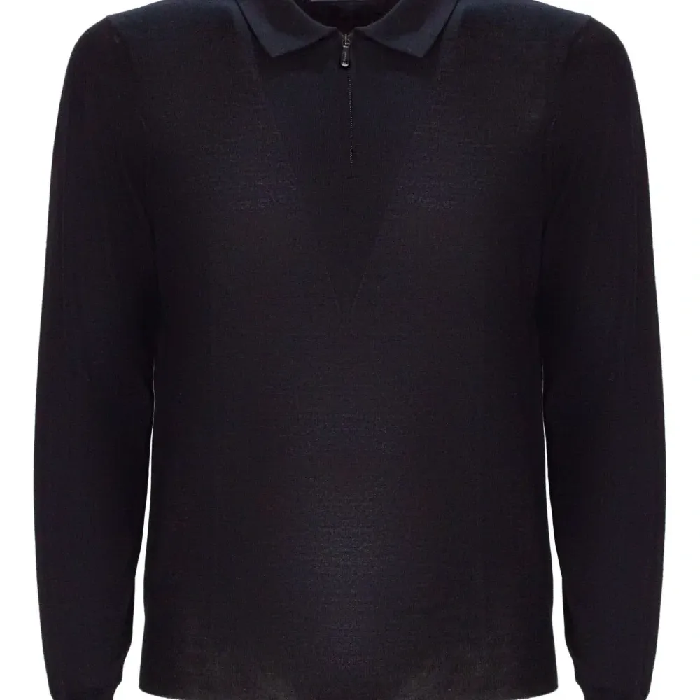 Поло из мериносовой шерсти на молнии