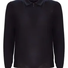 Поло из мериносовой шерсти на молнии Поло из мериносовой шерсти на молнии