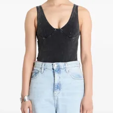 Бесформенный боди без рукавов с эффектом кислотной стирки Бесформенный боди без рукавов с эффектом кислотной стирки