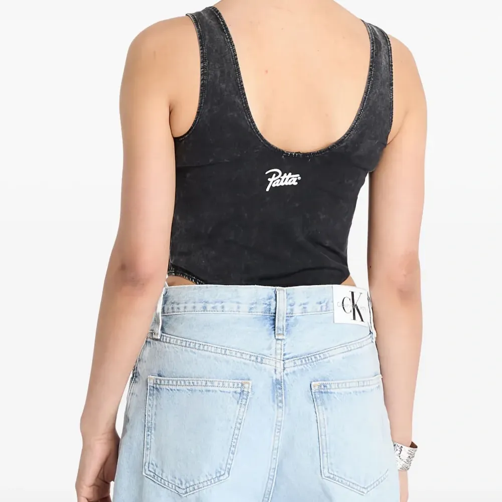 Бесформенный боди без рукавов с эффектом кислотной стирки