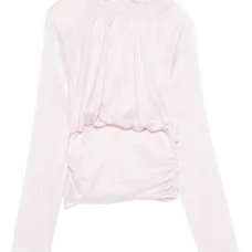 Блузка с цветочным жаккардом и длинными рукавами