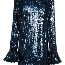 Мини-платье с пайетками и длинными рукавами