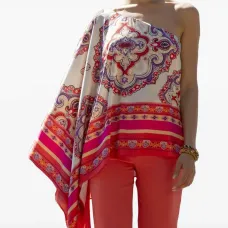 Топ на одно плечо с узором