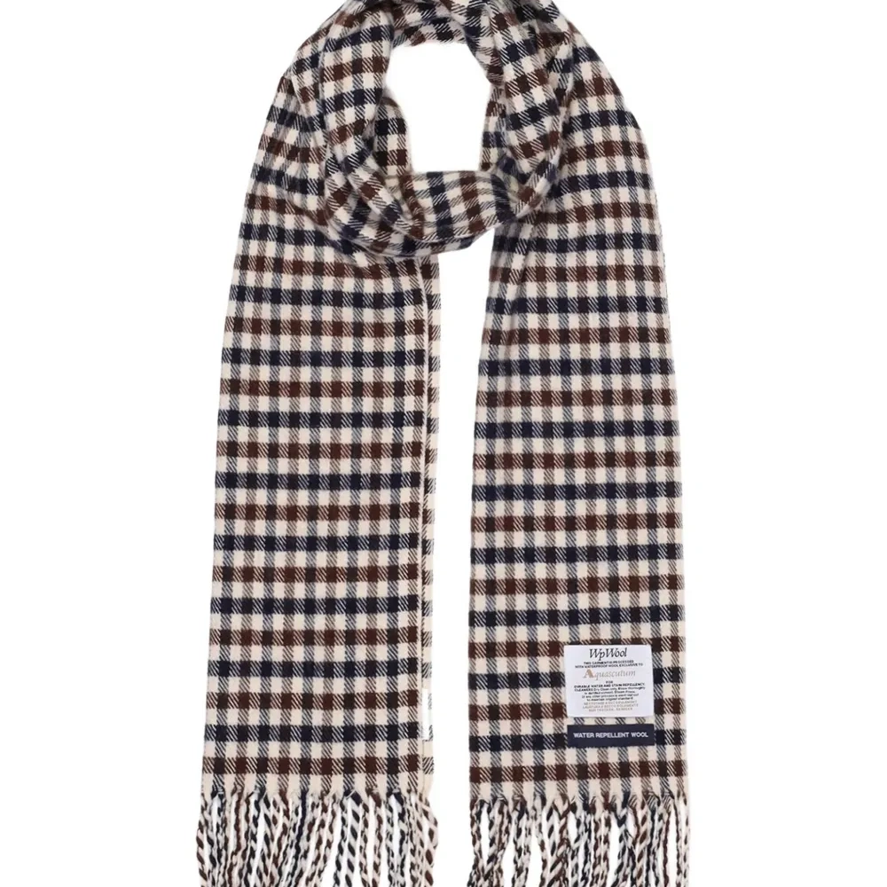 Клетчатый шарф с бахромой