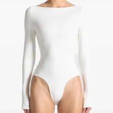 Боди Eva с вырезом-лодочкой и длинными рукавами