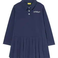 Платье-поло с плиссированной юбкой и узором "стрелка-точечная линия"