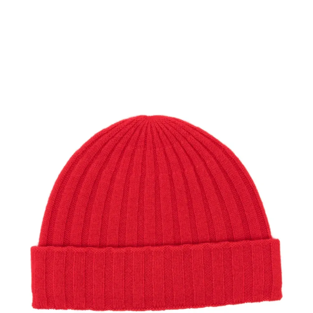 Шерстяная кашемировая шапка в рубчик