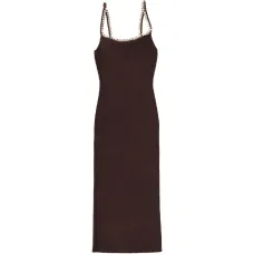 Трикотажное миди-платье с цепочной отделкой