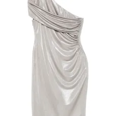 Присборенное платье мини на одно плечо Присборенное платье мини на одно плечо