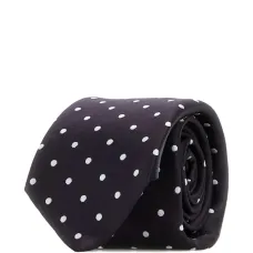 Шелковый галстук в горох с вышивкой