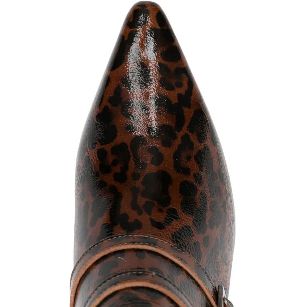 Ботильоны с анималистичным принтом и пряжками Ботильоны с анималистичным принтом и пряжками