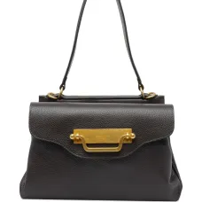 Кожаная сумка на плечо с магнитной застёжкой