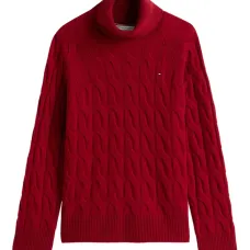 Свитер фактурной вязки с высоким воротником