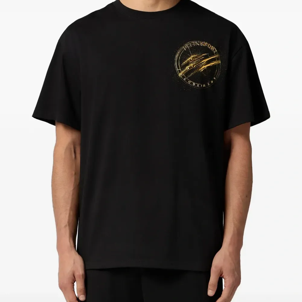 Футболка с круглым вырезом и прорезиненным принтом