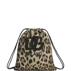 Рюкзак с логотипом и леопардовым принтом