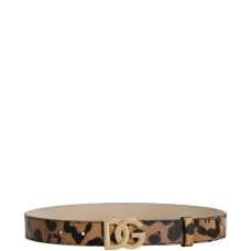 Ремень с леопардовым принтом и логотипом
