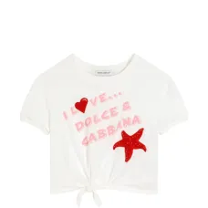 Футболка с завязкой спереди и отделкой