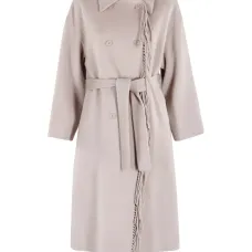 Пальто с поясом и бахромой