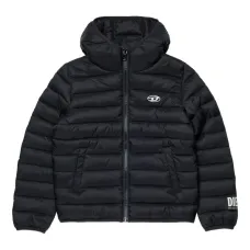 Пуховик с капюшоном и логотипом