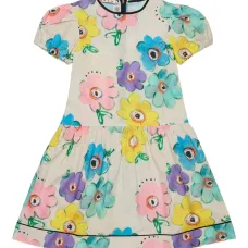 Платье с цветочным принтом и объемными рукавами