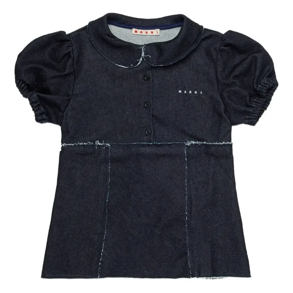 Джинсовая блузка с объемными рукавами