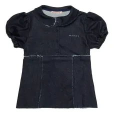 Джинсовая блузка с объемными рукавами