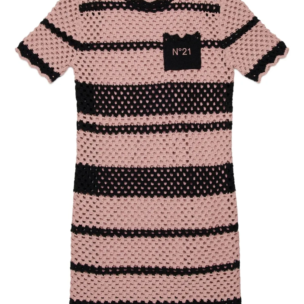 Полосатое платье в технике кроше