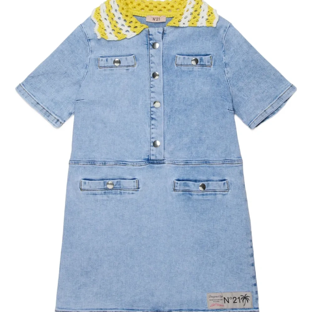 Платье с воротником в технике кроше