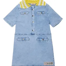 Платье с воротником в технике кроше