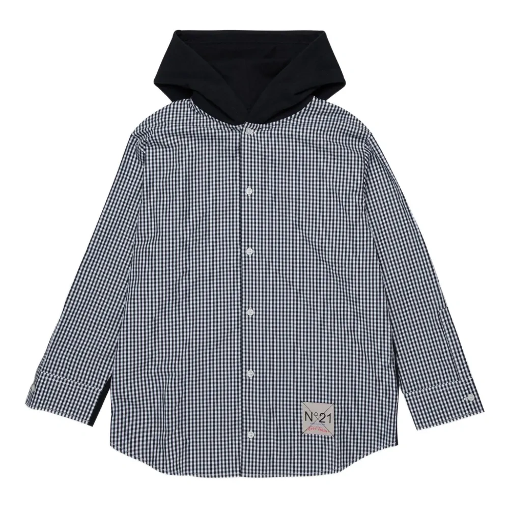 Толстовка в клетку гингем с капюшоном