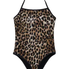 Купальник с вырезом халтер и принтом