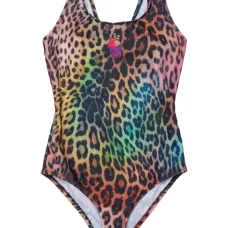 Купальник с открытой спиной и леопардовым принтом