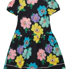 Платье с цветочным принтом и объемными рукавами